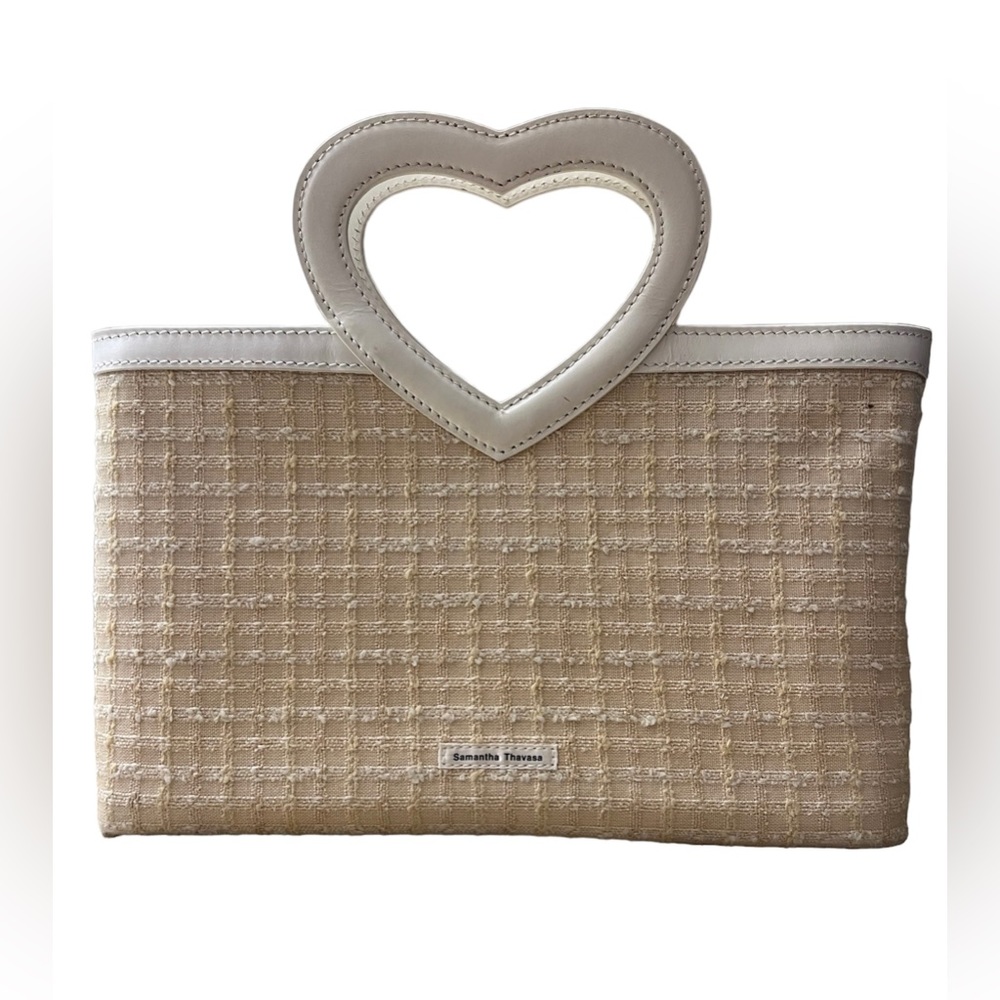 Vintage Japanese LUXURY Brand Samantha Thavasa Cream Heart Bag